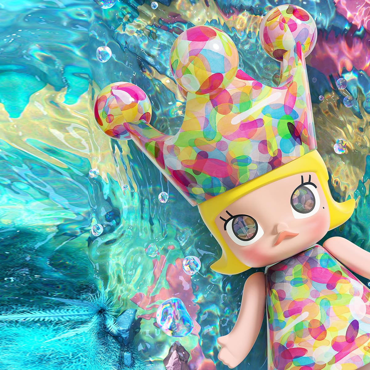 POP MART Mega Royal Molly 400% Huang Yuxing-Bubbles Pop d'Action